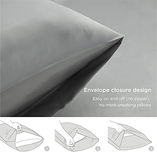Grey Satin Pillow Cases - 2 Pack Standard