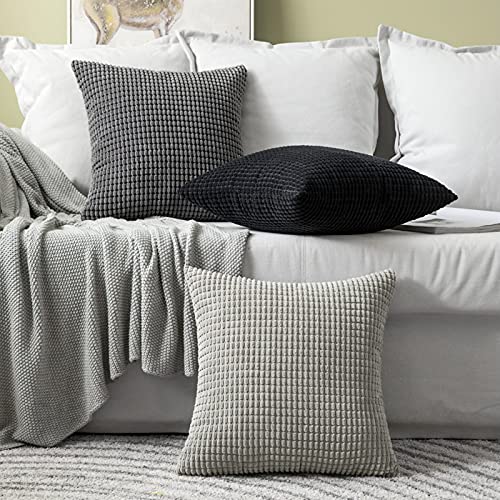 2-pack Corduroy Grey Cushion Covers for Bedroom Sofa
