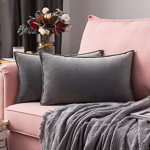 2-Pack Velvet Soft Decorative Pillow Covers (Grey)