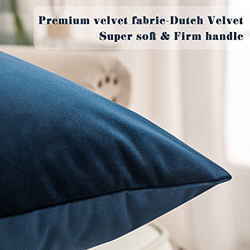 Navy Blue Velvet Throw Pillow Cases (Set of 2)