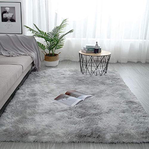 Plush Grey Shaggy Rug for Bedroom/Living Room