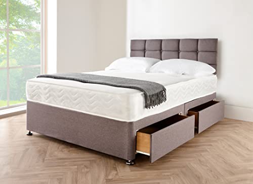 Double Grey Storage Bed Set with Memory Foam