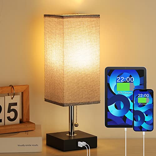 Modern USB Bedside Table Lamp with Charging Ports