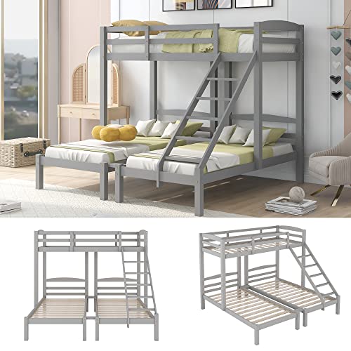 Merax Triple Bunk Bed for Kids/Teens - Gray