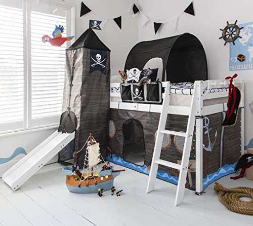 White Mid Sleeper with Pirate Tent & Slide