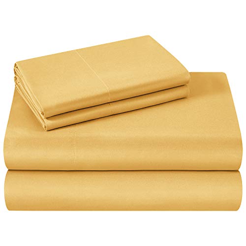 Gold Double Bed Sheets Set - 4 Piece