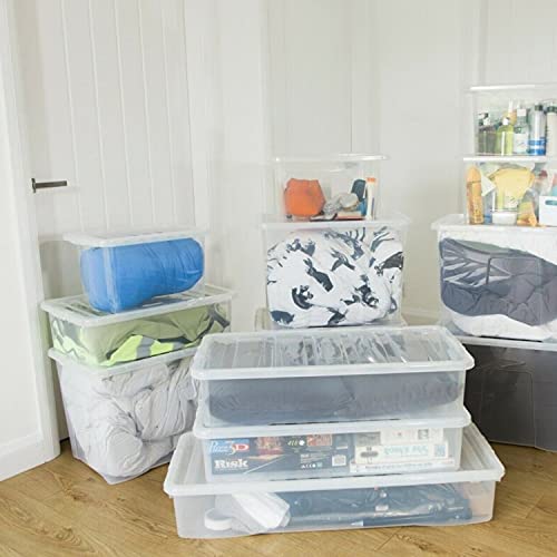 5-Pack Underbed Stackable Plastic Storage Boxes