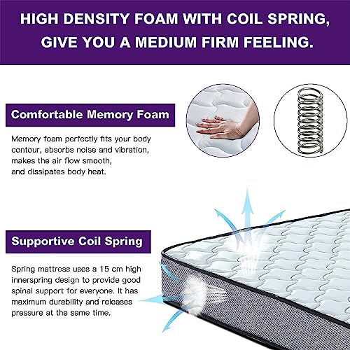 Single Hybrid Memory Foam Mattress - Gray