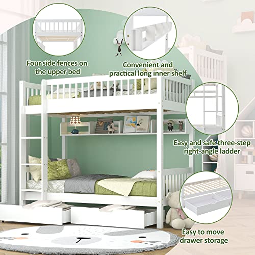 ModernLuxe Kids' Bunk Bed with Drawer & Ladder
