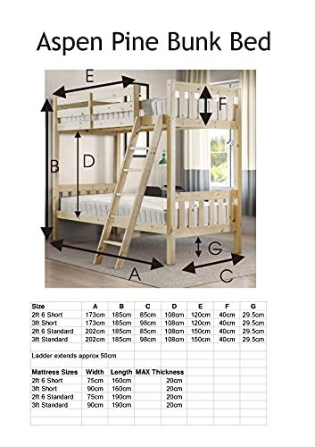 Aspen 3ft Single Solid Pine Slanted Ladder Bunk Bed