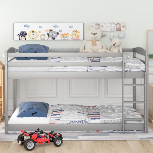 Kids' Single Bunk Bed with Ladder - Gray