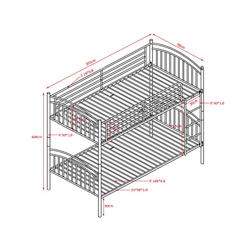 Panana Metal Twin Bunk Bed Frame - Splitable