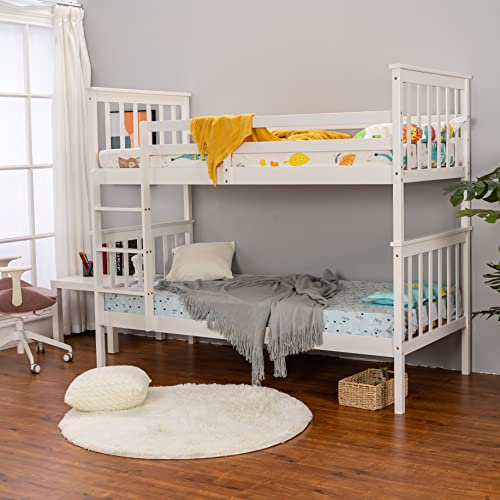 Panana Kids' White Pine Bunk Bed with Ladder