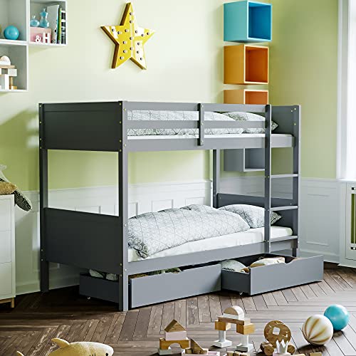 Gemini Bunk Bed with Drawer - Grey