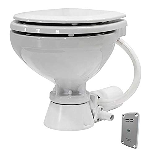 Compact 12V Electric Marine Toilet - White