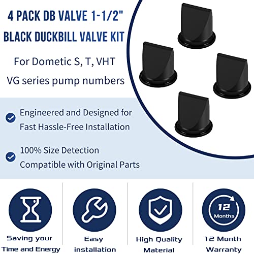1-1/2" Black Duckbill Valve Kit - 4 Pack