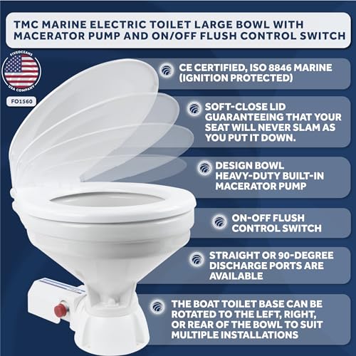 Electric Marine Toilet with Built-In Macerator Pump