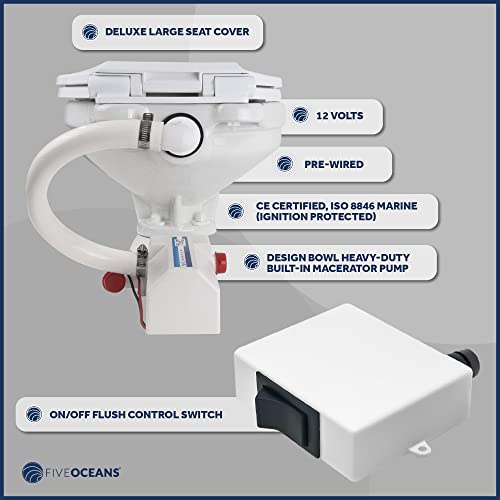 Electric Marine Toilet with Built-In Macerator Pump