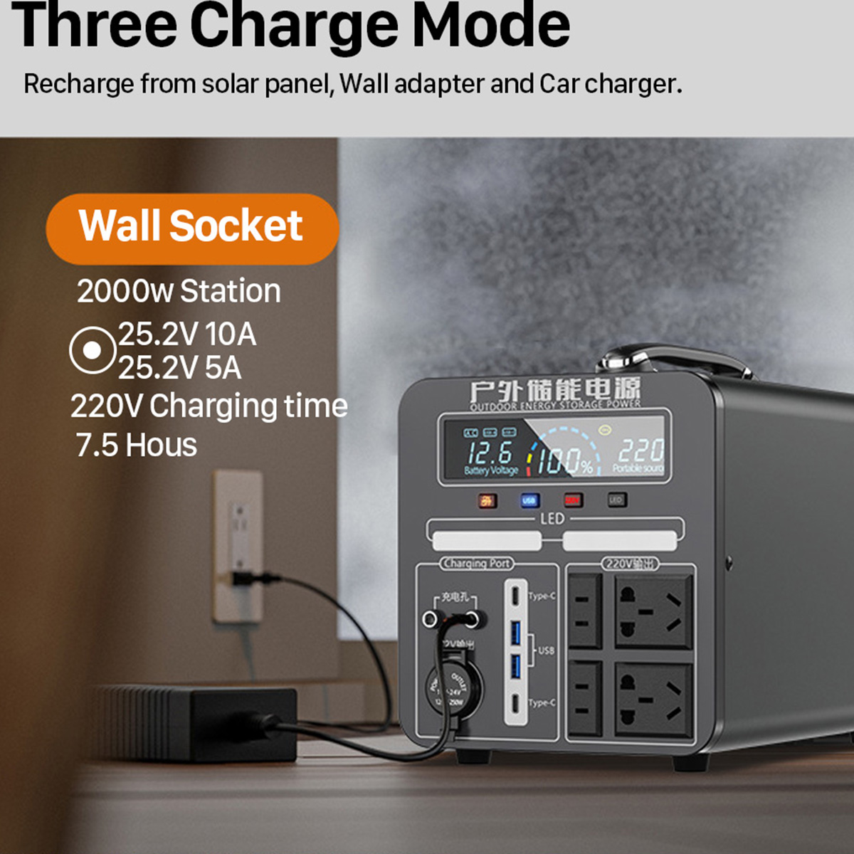 Portable Solar Power Station with 2000W Capacity
