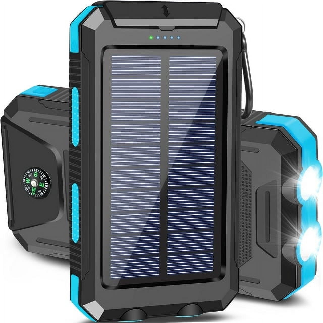 Solar Power Bank with Dual USB Ports, LED Light