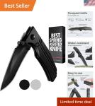 Grand Way Tactical Knife for Men - Black Pocket Knife - Best Spring Assisted