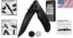 Grand Way Tactical Knife for Men - Black Pocket Knife - Best Spring Assisted