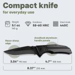 Grand Way Tactical Knife for Men - Black Pocket Knife - Best Spring Assisted