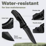 Grand Way Tactical Knife for Men - Black Pocket Knife - Best Spring Assisted