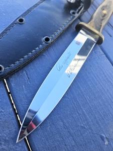 Al Mar knife seki Japan Black Leather Sheath, Fixed Blade 1980s Great Condition 