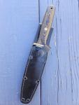 Al Mar knife seki Japan Black Leather Sheath, Fixed Blade 1980s Great Condition 