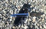 Al Mar knife seki Japan Black Leather Sheath, Fixed Blade 1980s Great Condition 