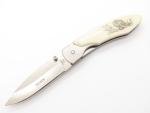Vintage 1990s Explorer G. Sakai Seki Japan Jaguar Scrimshaw Folding Pocket Knife