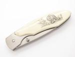 Vintage 1990s Explorer G. Sakai Seki Japan Jaguar Scrimshaw Folding Pocket Knife
