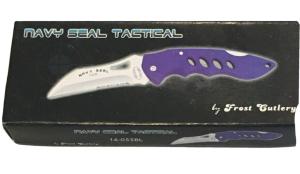 Frost Cutlery Navy Seal Tactical Knife Blue 16-055BL 4 1/2" Closed Lock Blade