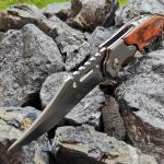 Tactical Folding Pocket Knife Wooden handle Outdoor Hiking camping hunting knife