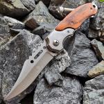 Tactical Folding Pocket Knife Wooden handle Outdoor Hiking camping hunting knife