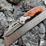 Tactical Folding Pocket Knife Wooden handle Outdoor Hiking camping hunting knife