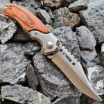 Tactical Folding Pocket Knife Wooden handle Outdoor Hiking camping hunting knife