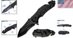 Tactical Folding Knife 3.75 Inch Black Stainless Steel Blade for Outdoor Use