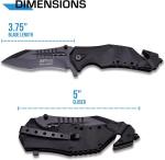 Tactical Folding Knife 3.75 Inch Black Stainless Steel Blade for Outdoor Use