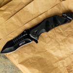 Tactical Folding Knife 3.75 Inch Black Stainless Steel Blade for Outdoor Use