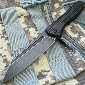 7.75" Stonewashed Tactical Black Spring Assisted Open Folding Blade Pocket Knife