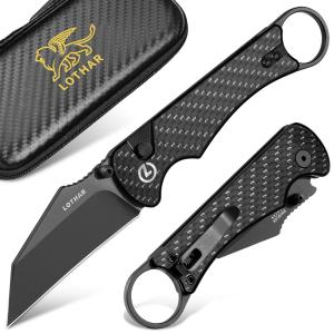 BOUNCER Pocket Knife, 2.48" 14C28N Steel Tactical Folding Pocket Knife, Carbo...