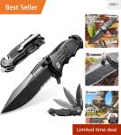 Versatile Tactical Folding Knife - 3.4'' 8Cr13Mov Blade, Reversible Clip, Black