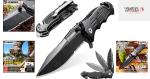 Versatile Tactical Folding Knife - 3.4'' 8Cr13Mov Blade, Reversible Clip, Black