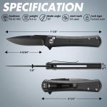 Black Tactical Folding Pocket Knife 4.5" D2 Steel Blades Button Lock Pocket Clip