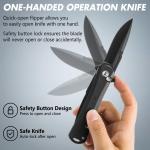 Black Tactical Folding Pocket Knife 4.5" D2 Steel Blades Button Lock Pocket Clip