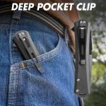 Black Tactical Folding Pocket Knife 4.5" D2 Steel Blades Button Lock Pocket Clip