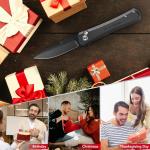 Black Tactical Folding Pocket Knife 4.5" D2 Steel Blades Button Lock Pocket Clip