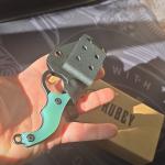 Kubey Wharncliffe Fixed Blade Knife Stainless Steel jadeHandle Sheath